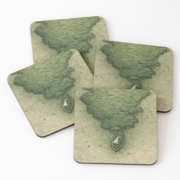 Item preview, Leaf on the Flow: Minimalist Boat on the Green River designed and sold by Piotrek0001.
