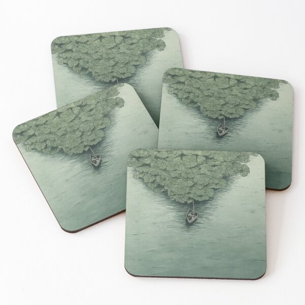 Item preview, Leaf on the Flow: Minimalist Boat on the Green River designed and sold by Piotrek0001.