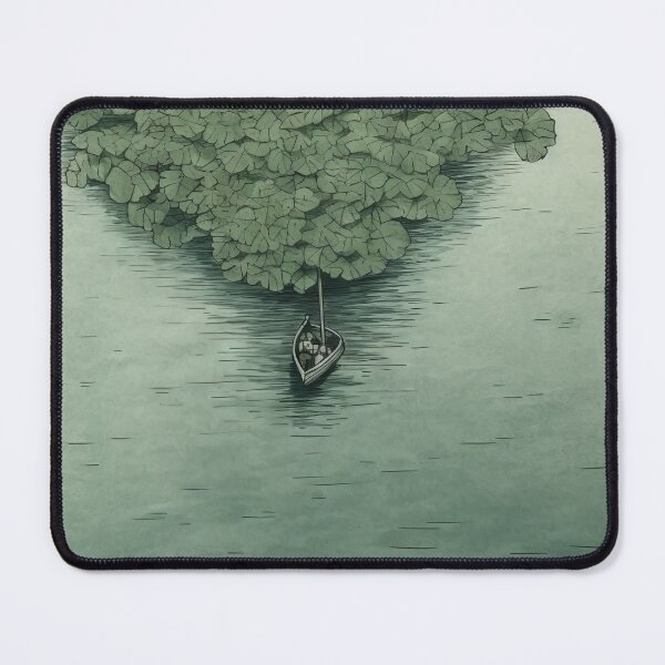 Item preview, Leaf on the Flow: Minimalist Boat on the Green River designed and sold by Piotrek0001.