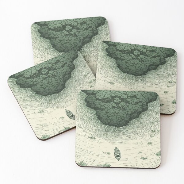 Item preview, Leaf on the Flow: Minimalist Boat on the Green River designed and sold by Piotrek0001.