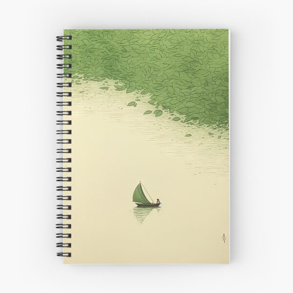 Item preview, Leaf on the Flow: Minimalist Boat on the Green River designed and sold by Piotrek0001.