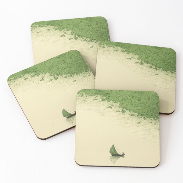 Item preview, Leaf on the Flow: Minimalist Boat on the Green River designed and sold by Piotrek0001.