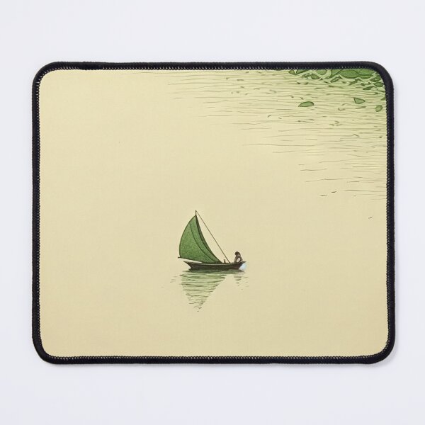 Item preview, Leaf on the Flow: Minimalist Boat on the Green River designed and sold by Piotrek0001.