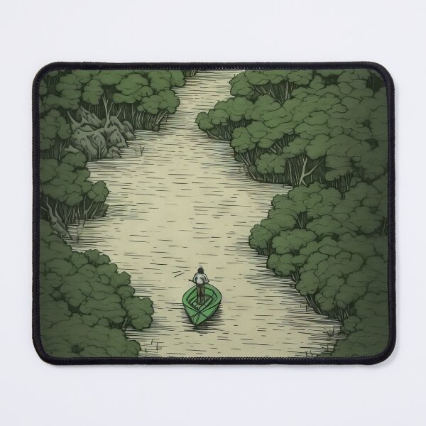 Item preview, Leaf on the Flow: Minimalist Boat on the Green River designed and sold by Piotrek0001.