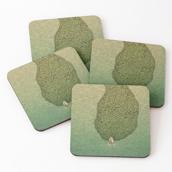 Item preview, Leaf on the Flow: Minimalist Boat on the Green River designed and sold by Piotrek0001.