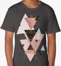 Geometric Triangles in blush and rose gold Long T-Shirt