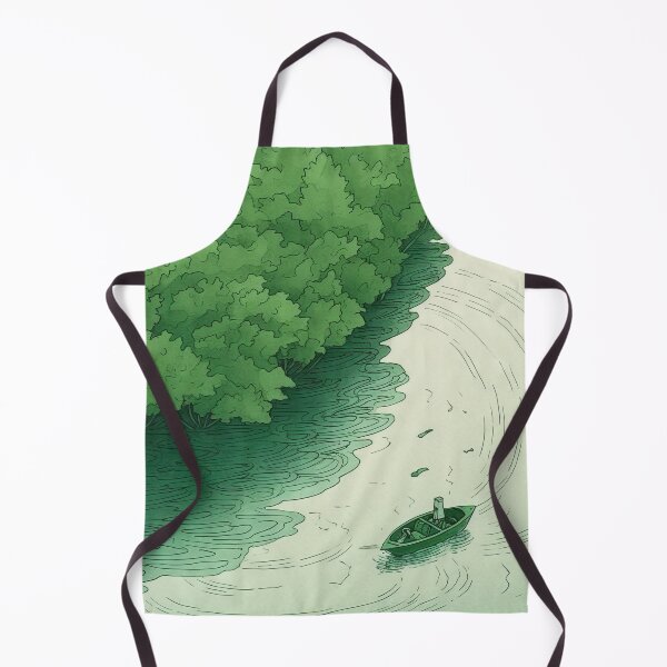Item preview, Leaf on the Flow: Minimalist Boat on the Green River designed and sold by Piotrek0001.