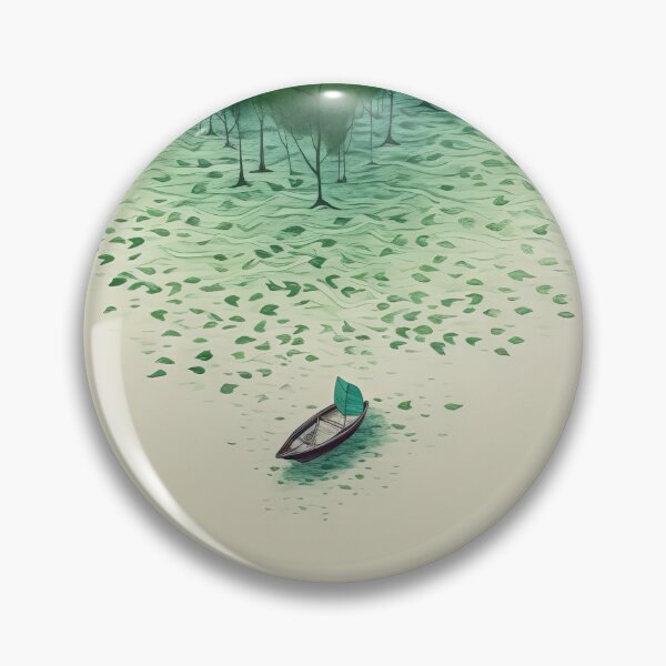 Item preview, Leaf on the Flow: Minimalist Boat on the Green River designed and sold by Piotrek0001.