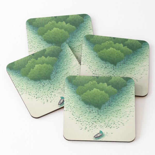 Item preview, Leaf on the Flow: Minimalist Boat on the Green River designed and sold by Piotrek0001.