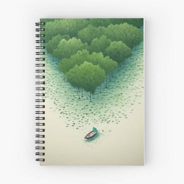 Item preview, Leaf on the Flow: Minimalist Boat on the Green River designed and sold by Piotrek0001.