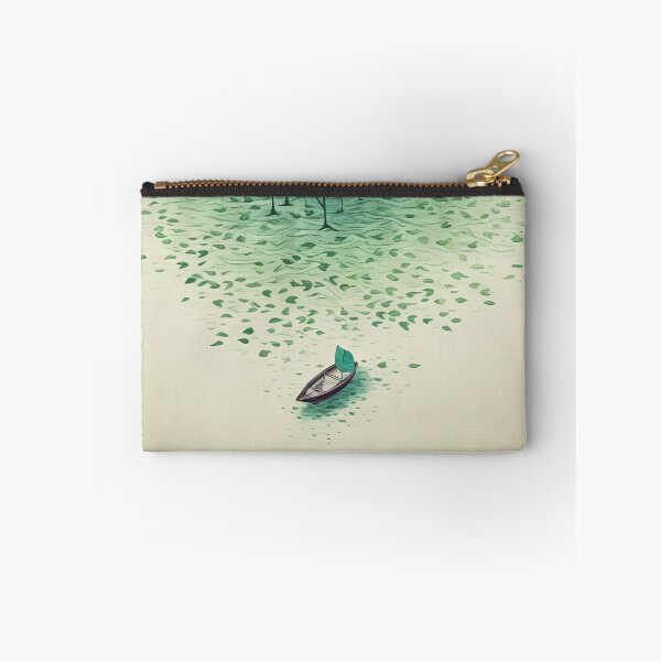 Item preview, Leaf on the Flow: Minimalist Boat on the Green River designed and sold by Piotrek0001.