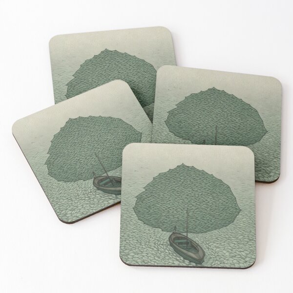 Item preview, Leaf on the Flow: Minimalist Boat on the Green River designed and sold by Piotrek0001.