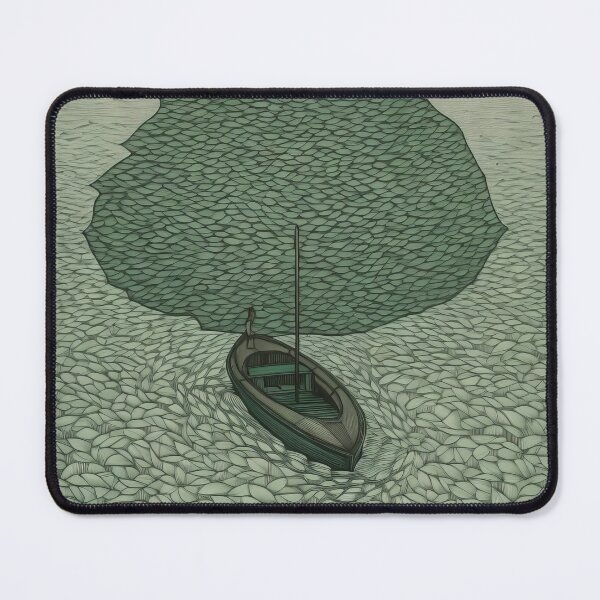 Item preview, Leaf on the Flow: Minimalist Boat on the Green River designed and sold by Piotrek0001.