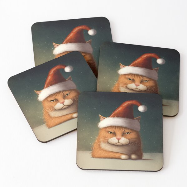 Item preview, Ginger cat judging me with Santa hat designed and sold by Caphira.