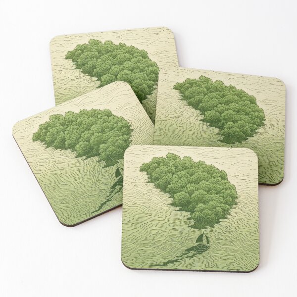 Item preview, Leaf on the Flow: Minimalist Boat on the Green River designed and sold by Piotrek0001.
