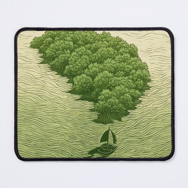 Item preview, Leaf on the Flow: Minimalist Boat on the Green River designed and sold by Piotrek0001.