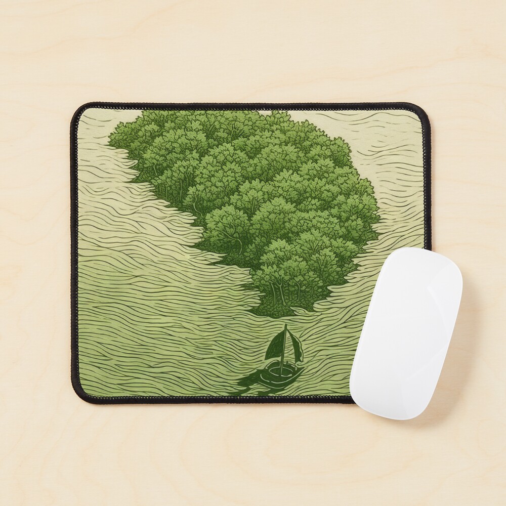 Leaf on the Flow: Minimalist Boat on the Green River Poster for