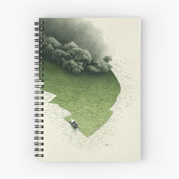 Item preview, Leaf on the Flow: Minimalist Boat on the Green River designed and sold by Piotrek0001.