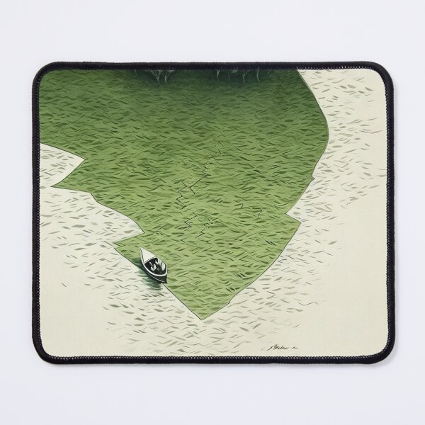 Item preview, Leaf on the Flow: Minimalist Boat on the Green River designed and sold by Piotrek0001.