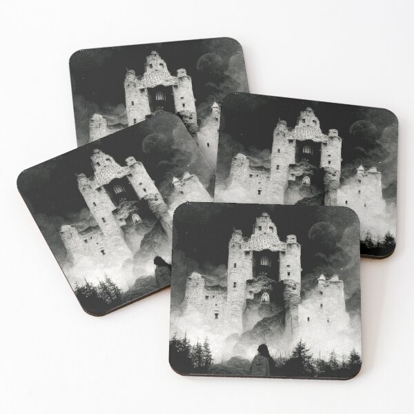 Item preview, Woman In Black Looking At A Castle On A Hill designed and sold by ZGigerBarker.