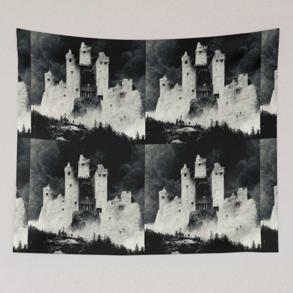 Item preview, Night Paint Of A Mountain Castle In A Forest designed and sold by ZGigerBarker.