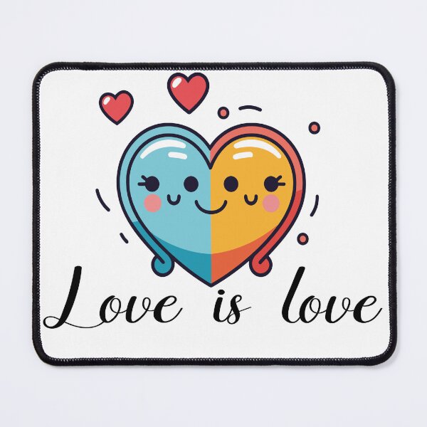 Artikelvorschau, Karikatur von zwei miteinander verschmolzenen Herzen mit dem Text „Love is Love“ entworfen und verkauft von janedewaard.