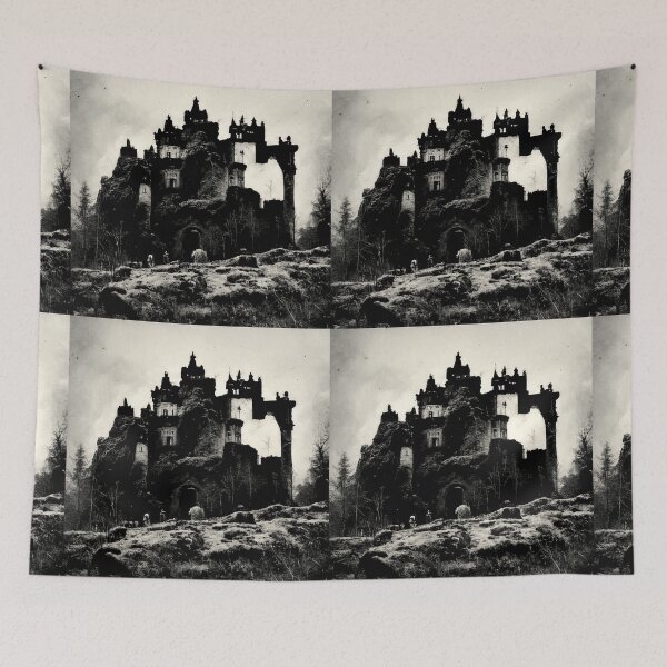Item preview, Mountain Castle In A Barren Landscape designed and sold by ZGigerBarker.