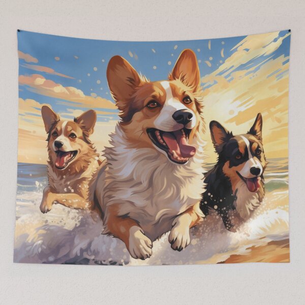 Item preview, Three Happy Corgis designed and sold by CatCoconut-Art.