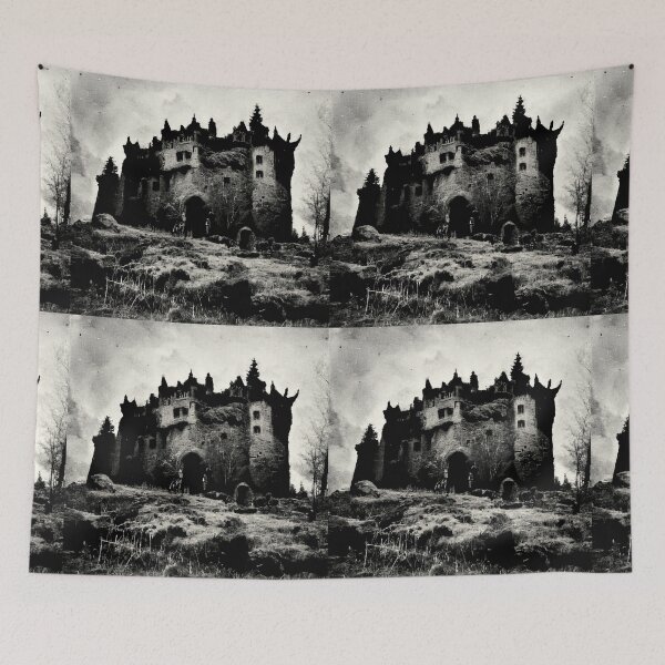 Item preview, Creepy Mountain Castle In A Haunted Barren Landscape designed and sold by ZGigerBarker.