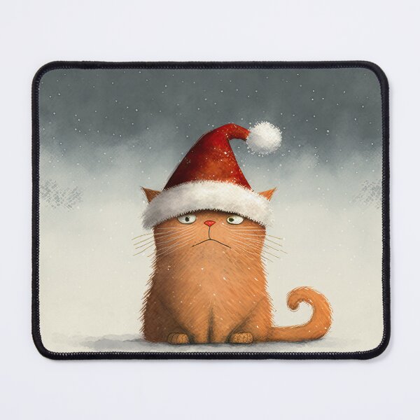 Item preview, Hesitant red cat with Santa hat designed and sold by Caphira.