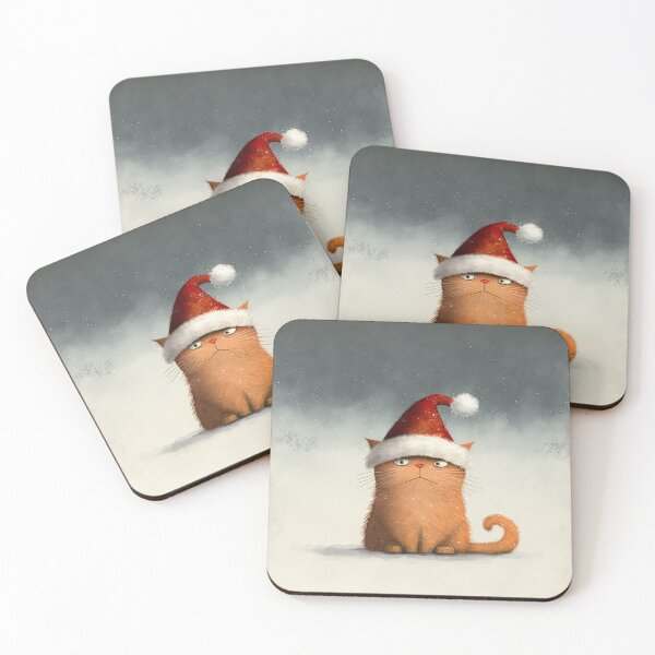 Item preview, Hesitant red cat with Santa hat designed and sold by Caphira.