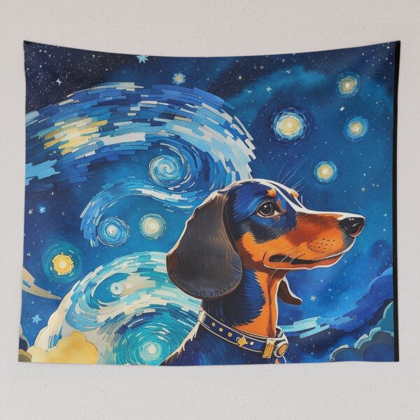 Item preview, Van gogh Starry Night Dachshund designed and sold by Vangoholic.