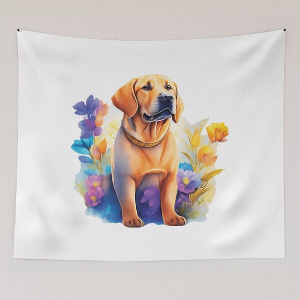 Item preview, Watercolor Labrador Retriever dog with colorful flowers splash, pop art designed and sold by Iryna-Design.