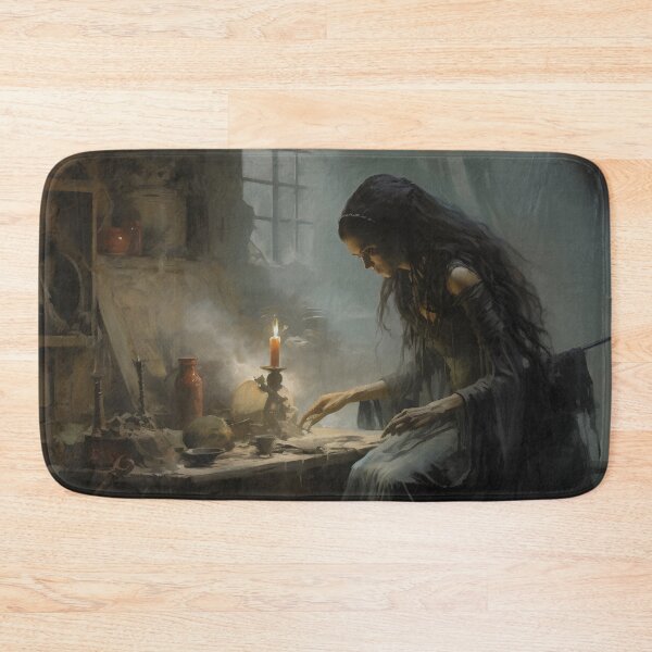 Item preview, Beautiful Fantasy Gothic Witch Preparing a Spell by Candle Light designed and sold by 2Shooze.