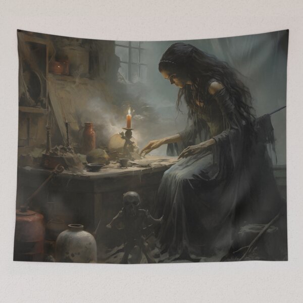 Item preview, Beautiful Fantasy Gothic Witch Preparing a Spell by Candle Light designed and sold by 2Shooze.