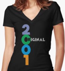 Original Born on Year 2001 Women's Fitted V-Neck T-Shirt