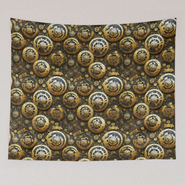 Item preview, Golden disks of metal parts, steampunk style digital pattern designed and sold by LorrieBee.