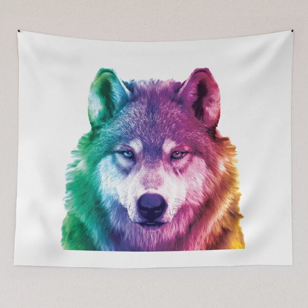 Item preview, colored wolf designed and sold by BubbleArt001.