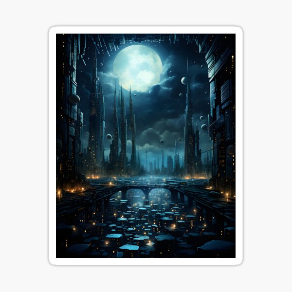 Item preview, Dream City: Surrealist Night View designed and sold by Shirtastically.