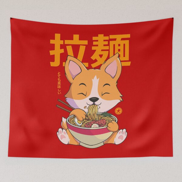 Item preview, Cute Corgi Dog Eating Ramen designed and sold by mentedejeff.
