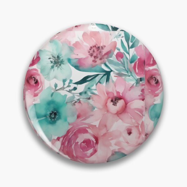 Item preview, romantic pink teal watercolor chic floral pattern designed and sold by RidaSalArt.