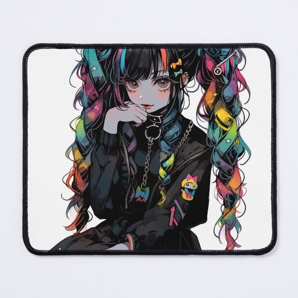 Item preview, Kawaii Rainbow Goth Kitty Anime Girl designed and sold by bubblegoth.