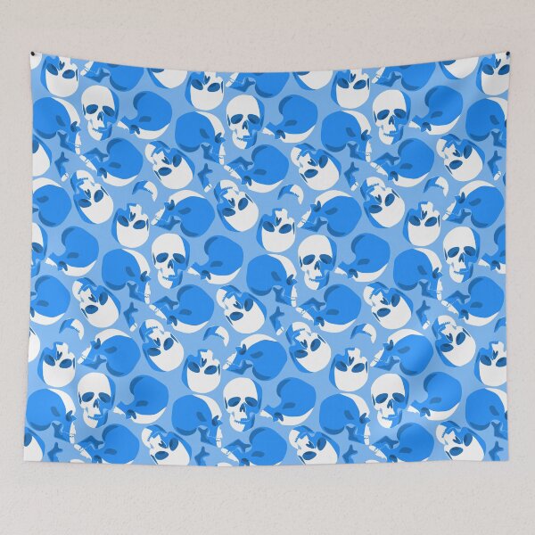 Item preview, blue skull skeleton pattern print  designed and sold by Gossip Rag.