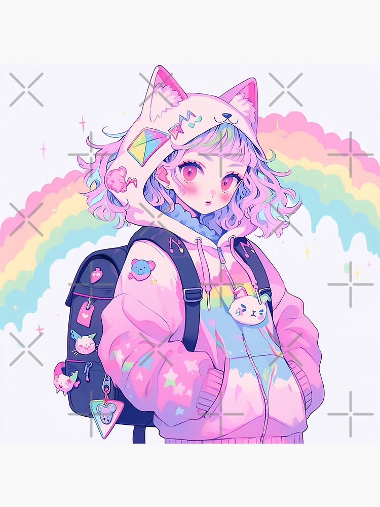 Anime Girl Drawing with Cat Ears · Creative Fabrica