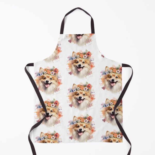 Item preview, Pomeranian with Floral Head Wreath | Cute Pomeranian | Pomeranian Puppy designed and sold by PawsandPages.
