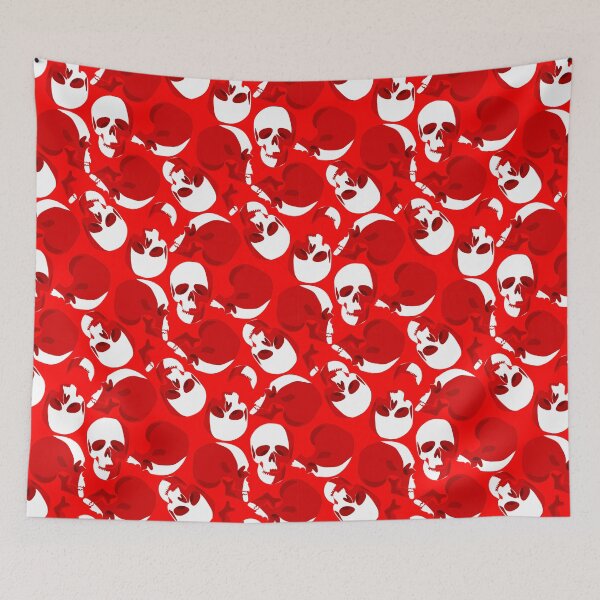 Item preview, red skull skeleton pattern print designed and sold by Gossip Rag.
