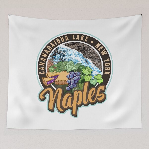 Item preview, Naples New York Cananadaigua Lake with Pie and Waterfall at Grimes Glen designed and sold by SunNoonPark.
