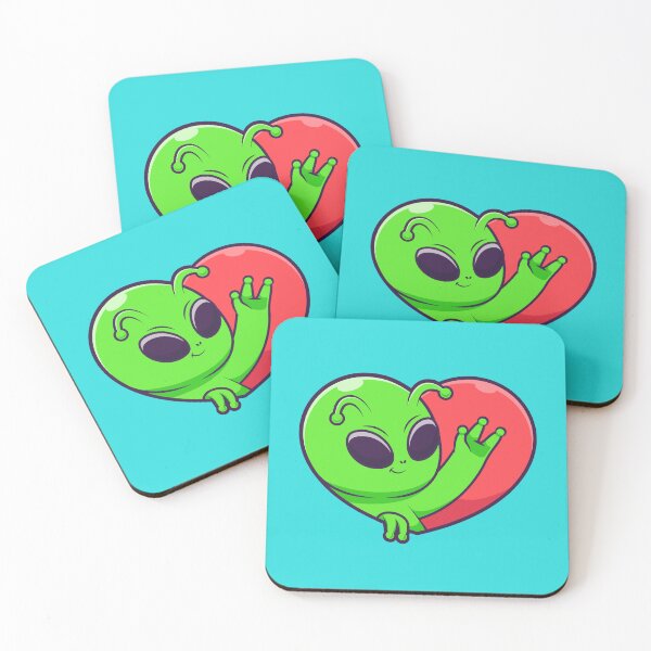 Item preview, Cosmic Love: Cute Alien with Love Heart Sign - Cartoon Vector Illustration designed and sold by hjian8219.