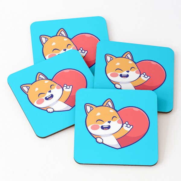 Item preview, Love in Paws: Cute Shiba Inu Dog with Love Heart Sign - Cartoon Illustration designed and sold by hjian8219.