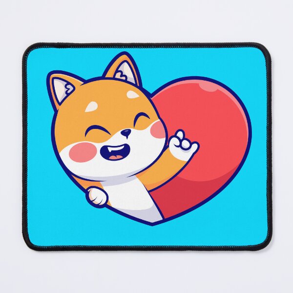 Item preview, Love in Paws: Cute Shiba Inu Dog with Love Heart Sign - Cartoon Illustration designed and sold by hjian8219.